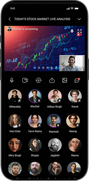 Mobile view of live sessions